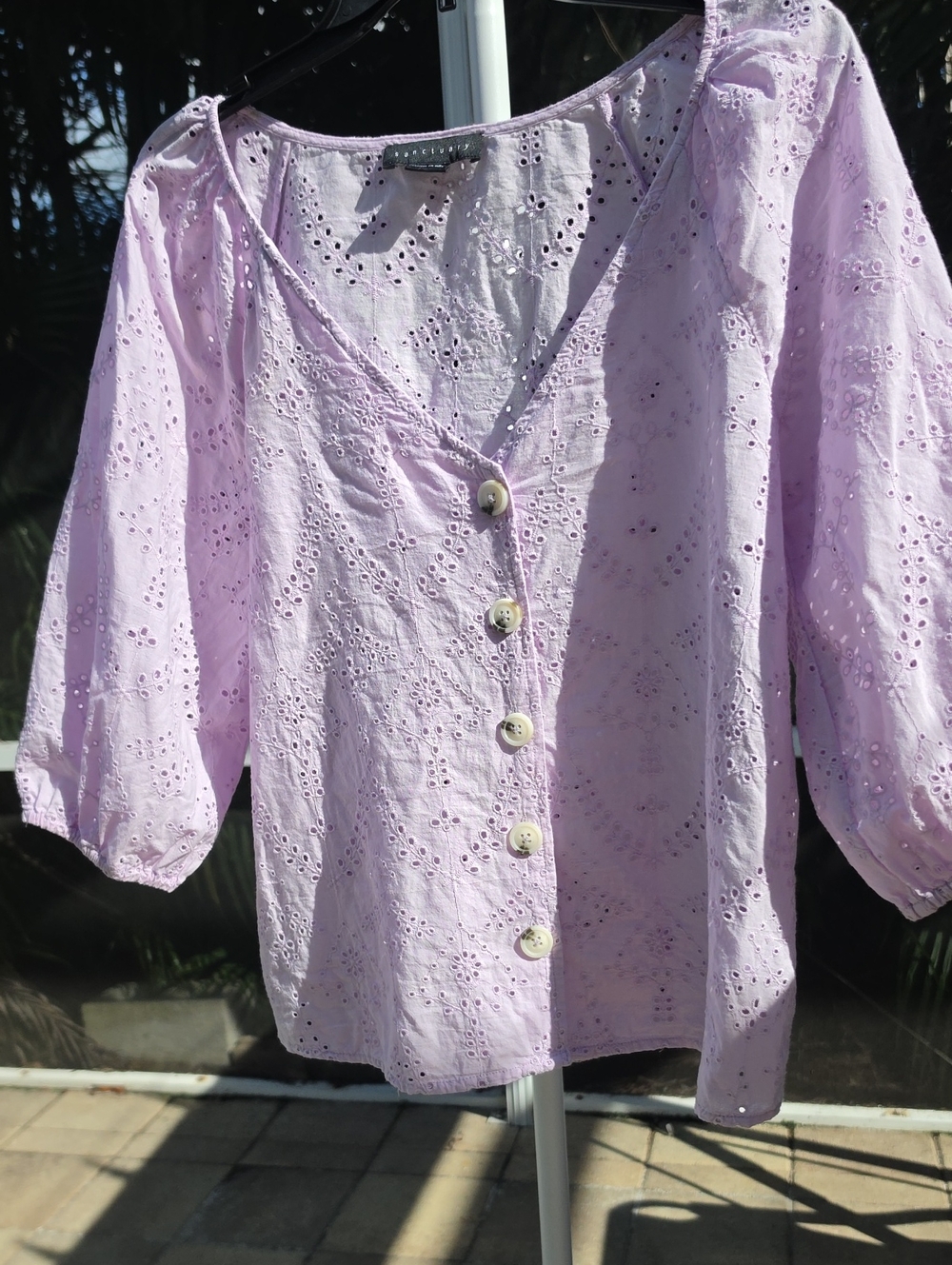 SANCTUARY Lavender Eyelet Button-Front Blouse